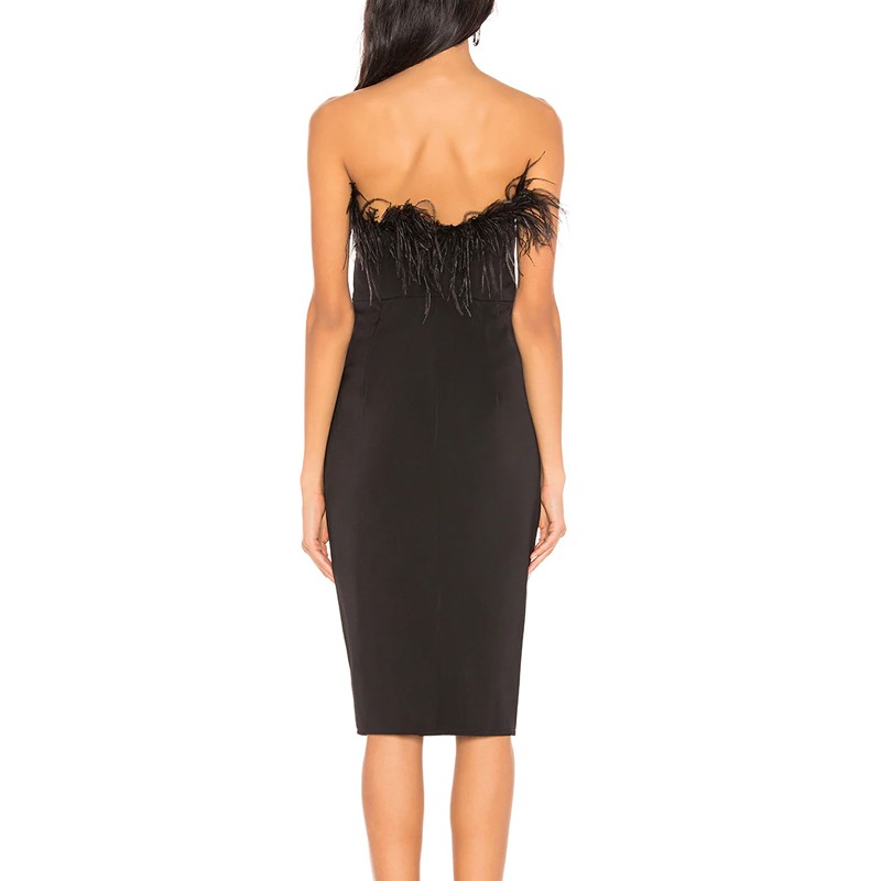 Black Evening Feather Dress