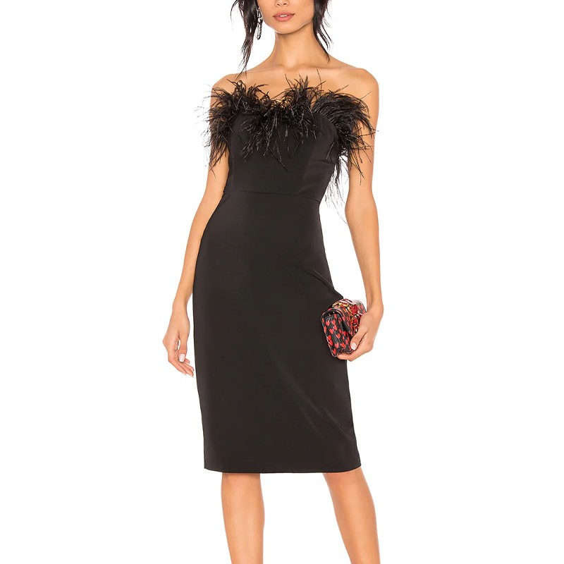 Black Evening Feather Dress