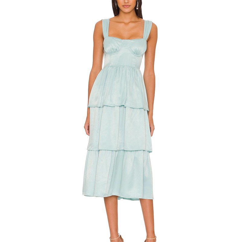 Blue Spring Clothes Midi Dress