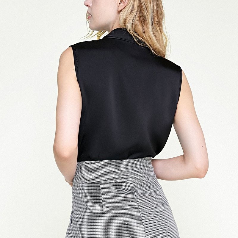 Sleeveless V Neck Silk Blouse