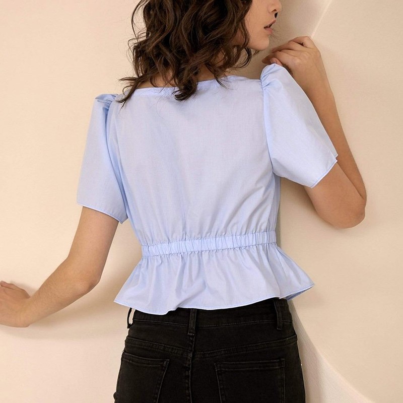 New Style Blue Petite Tops