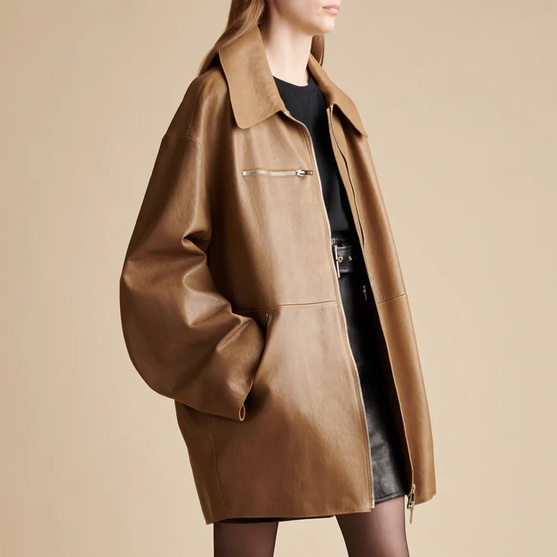 Brown Leather Winter Coats & Jackets
