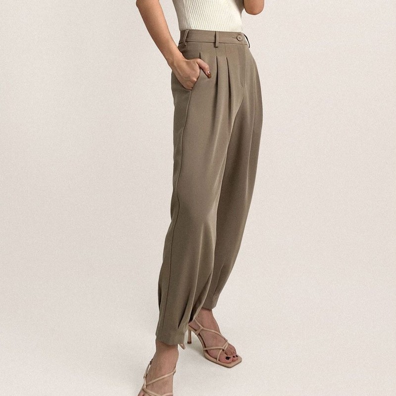 Women'S  Khaki Carrot Pants