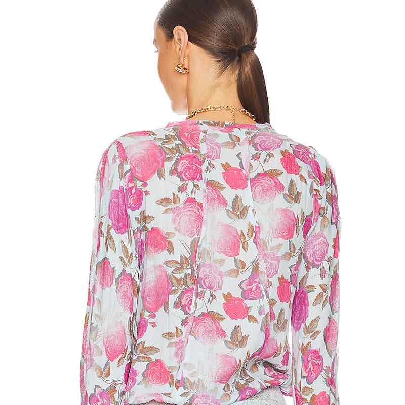 pink floral printed blouse