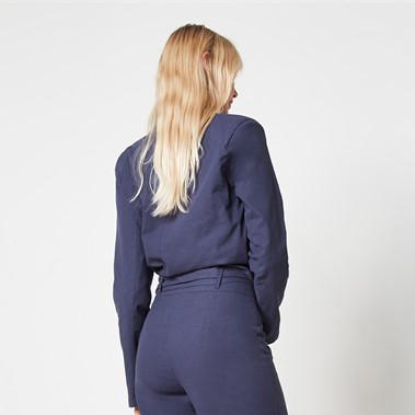 Linen Straight Women Button Blazer