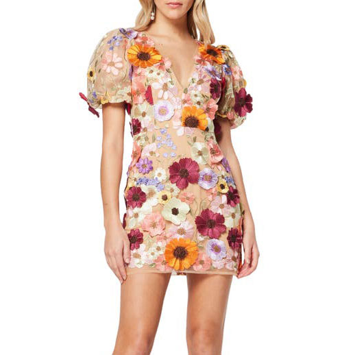Short Sleeve Floral Mini Dress For Women